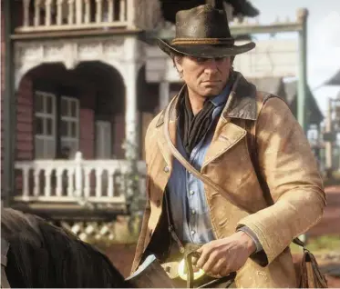  ??  ?? A SCENE from ‘Red Dead Redemption 2’. Every aspect of the game is designed to make you forget that you are looking at a fictional world, and it succeeds spectacula­rly, says the writer.