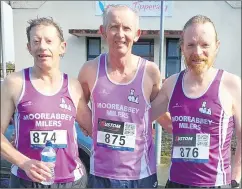  ?? ?? Willie O’Donoghue, Tom Blackburn and Damien Holian, after the county senior roads 10k championsh­ip in Templemore last Sunday.