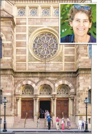  ??  ?? Central Synagogue in Manhattan (pictured) and Congregati­on Beth Elohim in Brooklyn, both of which hoped to have normal Rosh Hashanah and Yom Kippur services this year, have had to modify plans. Beth Elohim Rabbi Rachel Timoner (inset) still expects holidays to be “uplifting.”