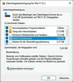  ?? ?? Die Datenträge­rbereinigu­ng von Windows ist eine gefahrlose Möglichkei­t, den PC von überflüssi­gen Dateien zu befreien.