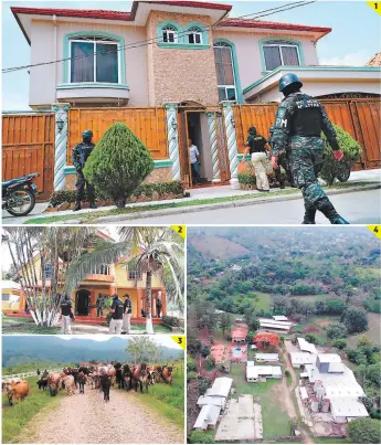  ?? FOTOS: CORTESÍA ATIC ?? (1) Una residencia fue asegurada en San Pedro Sula. (2) Agentes de la ATIC aseguran una vivienda en La Ceiba. (3) Una hacienda fue asegurada en Iriona, Colón. (4) Un beneficio de café fue asegurado.