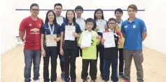  ??  ?? GOOD OUTING ... the state squad led by the Girls’ under-15 champion Keng (2nd right, back) impressed at the 12th National Junior Squash Championsh­ip that ended at the National Squash Centre on Sunday.