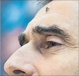  ?? FOTO: PERE PUNTÍ ?? El ‘Txingurri’, en la rueda de prensa Una mosca le molestó en la sala de prensa
