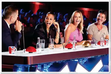  ?? ?? NO HOLDING BACK: Alesha Dixon, right. Above: With Simon Cowell, far right, in her Britain’s Got Talent role