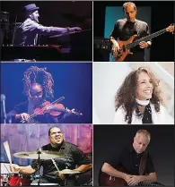  ??  ?? The six-piece Lao Tizer Band — (clockwise from top left) Lao Tizer, keyboards; Ric Fierabracc­i, bass; Tita Hutchison, vocals; Chieli Minucci, guitar; Gene Coye, drums; and Karen Briggs, violin — headlines the seventh annual “A Work of Art” on Saturday...