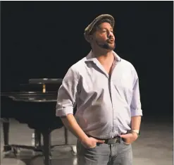  ??  ?? Bret Bisaillon rehearses his role in “The Irish ... and How They Got That Way,” at the Warner Theatre in Torrington.