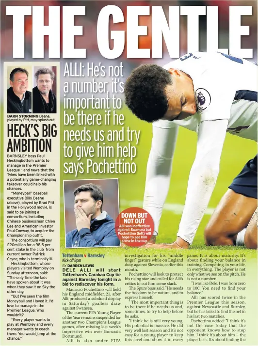  ??  ?? DOWN BUT NOT OUT Alli was ineffectiv­e against Swansea but Pochettino (left) will hope to see him shine in the cup