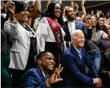  ?? MICHAEL STARGHILL JR. / NEW YORK TIMES ?? Mayor Keisha Lance Bottoms (left) is said to be under considerat­ion as a potential running mate for Joe Biden. Here she appears with him in 2019.