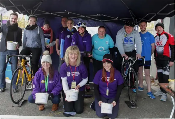  ??  ?? Raising funds at the ‘cycleathon’ in aid of Acquired Brain Injury Ireland in Drinagh.