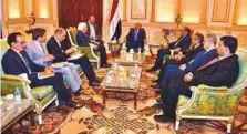  ?? Courtesy: Saba ?? Abd Rabbo Mansour Hadi during a meeting with Martin Griffiths, the new UN envoy to Yemen, in Riyadh.