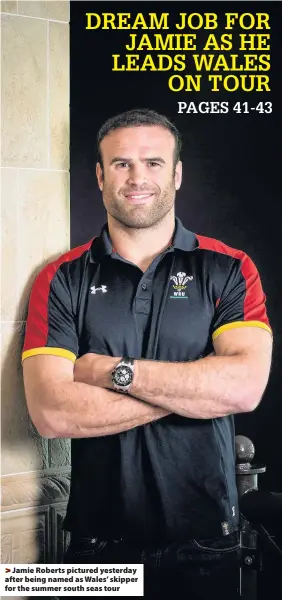  ??  ?? > Jamie Roberts pictured yesterday after being named as Wales’ skipper for the summer south seas tour