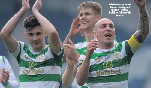  ??  ?? Bright future: Scott Brown has tipped
Kieran Tierney (left) to shine with
Arsenal