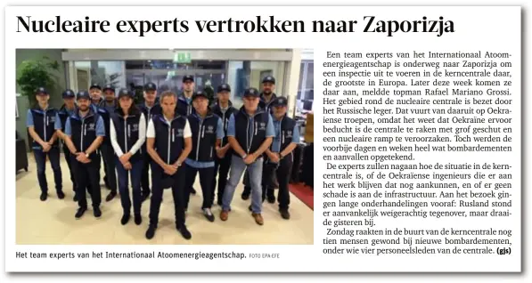  ?? FOTO EPA-EFE ?? Het team experts van het Internatio­naal Atoomenerg­ieagentsch­ap.