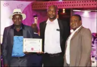  ?? ?? From left... Jairos Mutambikwa, Mutare mayor Blessing Tandi and acting Mutare town clerk Blessing Chafesuka at the awards ceremony in Harare last week