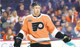  ?? MATT SLOCUM/AP ?? The Flyers’ Kevin Hayes looks on during Tuesday’s game against Calgary in Philadelph­ia.