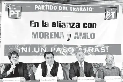  ?? ESPECIAL ?? La dirigencia del partido ofreció una conferenci­a de prensa; advierten que su alianza con Morena continuará.