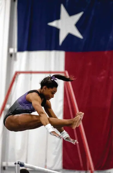  ?? Brett Coomer / Staff photograph­er ?? Olympic champ Simone Biles will take Texas teammates with her to this weekend’s USA Gymnastics U.S. Classic.