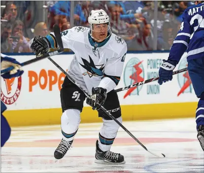 ?? CLAUS ANDERSEN – GETTY IMAGES ?? Patrick Marleau skates in his 1,500th game as a member of the Sharks on Friday at Toronto. Marleau has played in 1,664overall NHL games.