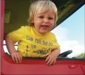  ??  ?? Tom O’Connell, Abbeydorne­y, in his dad Eamon’s fire engine helping to launch this weekend’s vintage events