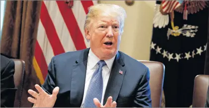  ?? AP PHOTO ?? U.S. President Donald Trump speaks during a cabinet meeting at the White House on Thursday in Washington.