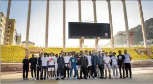  ??  ?? Près de  jeunes du centre de formation de l’AS Monaco ont participé à cet échange avec la Licra, ce mardi au stade Louis-II.
