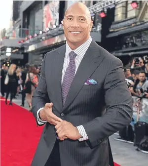  ?? Pictures: PA/Getty. ?? Dwayne “The Rock” Johnson, above, took number one spot, with, from top, Jackie Chan, Matt Damon and Tom Cruise, second, third and fourth, respective­ly.
