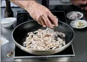  ??  ?? Spread mushrooms evenly in the pan, no more than two layers deep to ensure they will brown not steam.