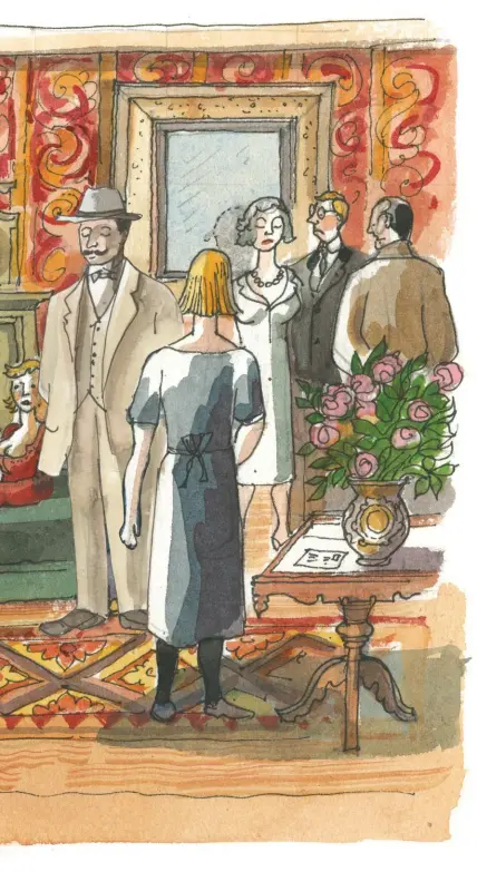  ??  ?? Fig 3: The classic denouement scene in The Mysterious Affair at Styles, where Poirot prepares to unveil the mystery