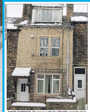 ??  ?? SNOW EVIDENCE: The house with the £80,000 cannabis farm
