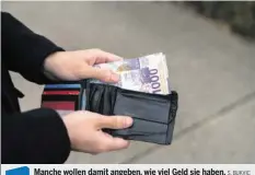  ?? S. BUKVIC ?? Manche wollen damit angeben, wie viel Geld sie haben. Video: Weitere Typen sehen Sie im Video auf 20min.ch.