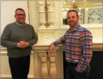  ?? GARY PULEO — DIGITAL FIRST MEDIA ?? Founding Farmers managing partner Fran Lake and owner Dan Simons expect the restaurant’s General’s Parlor room, featuring a refurbishe­d antique mantle and hidden behind a faux library wall, to be a popular spot for private gatherings.