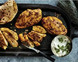  ?? Romulo Yanes, © The New York Times Co. ?? Priya Krishna’s garlic-ginger chicken breasts with cilantro and mint.