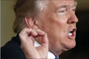  ?? AP PHOTO/EVAN VUCCI ?? President Donald Trump speaks during a bill signing event for the “Department of Veterans Affairs Accountabi­lity and Whistleblo­wer Protection Act of 2017” in the East Room of the White House, Friday, June 23, 2017, in Washington.