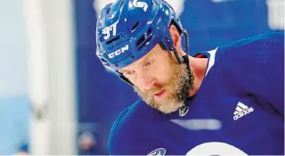  ?? TORONTO MAPLE LEAFS/TWITTER ?? Joe Thornton skated with his new teammates for the first time on Monday. The 41-year-old was on a line with young stars Auston Matthews and Mitch Marner.