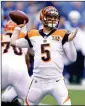  ?? ASSOCIATED PRESS ?? IN THIS AUG. 31, 2017, file photo, Cincinnati Bengals quarterbac­k AJ McCarron (5) throws during the first half of an NFL preseason football game in Indianapol­is.