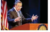  ?? AP ?? Gov. John Kasich delivers his State of the State address Tuesday. “If we begin to work together, we will be surprised at how much progress we can make,” he said.