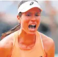  ??  ?? Marching on: Johanna Konta celebrates her win yesterday