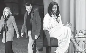  ?? (Courtesy pics) ?? Nigel Farage believes Michelle Obama (R) could replace US President Joe Biden (L).