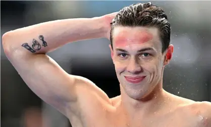  ?? ?? Zac Stubblety-Cook reacts after setting a new world record in the men’s 200m breaststro­ke final at the 2022 Australian swimming championsh­ips at in Adelaide Photograph: Dave Hunt/AAP