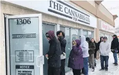  ?? JENNIFER ACKERMAN ?? People lined up Saturday to enter The Cannabis Co. YQR as it opened its doors for the first time.