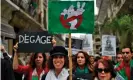  ??  ?? Protesters in Algiers. So far the demonstrat­ions have been peaceful. Photograph: Ryad Kramdi/AFP/Getty Images