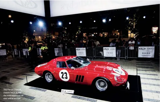  ??  ?? This Ferrari 250GTO, chassis 3413, is now the most expensive car ever sold at auction