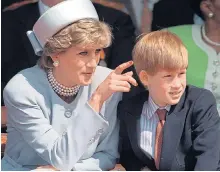  ??  ?? Burger Prince... Harry enjoys a joke, above, with Olympic runner Iwan Thomas. Left, aged 11 with Princess Diana in 1995, two years before her death