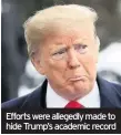  ??  ?? Efforts were allegedly made to hide Trump’s academic record