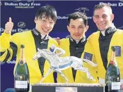  ??  ?? REST’S BEST: Winners Kenichi Ikezoe, Silvestre De Sousa and Gavin Lerena