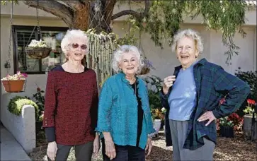  ?? Kevin Chang Times OC ?? FROM LEFT, Jan Wilson, 74, Vivian Johnson, 85, and Francesca Cancian, 83, are three founding members of Seniors for Racial Justice. “When there is an unjust system,” says Johnson, “being kind is not enough.”