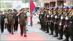  ?? CHIVOAN HENG ?? Military brass arrive at the army’s 63rd anniversar­y celebratio­ns last year. The military, which analysts say is already top-heavy, recently approved yet another round of promotions to the rank of general.
