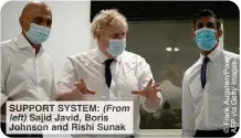  ?? ?? SUPPORT SYSTEM: (From
left) Sajid Javid, Boris Johnson and Rishi Sunak