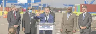  ?? STEPHEN B. MORTON/AP ?? Transporta­tion Secretary Pete Buttigieg during a visit to the Georgia Ports Authority’s Megarail facility in Savannah, Ga.