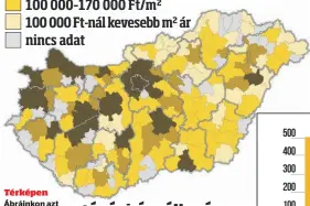  ??  ?? Térképen Ábráinkon azt láthatja, hogyan alakulnak az átlagárak, illetve hol drágultak legjobban az ingatlanok az egyes járásokban